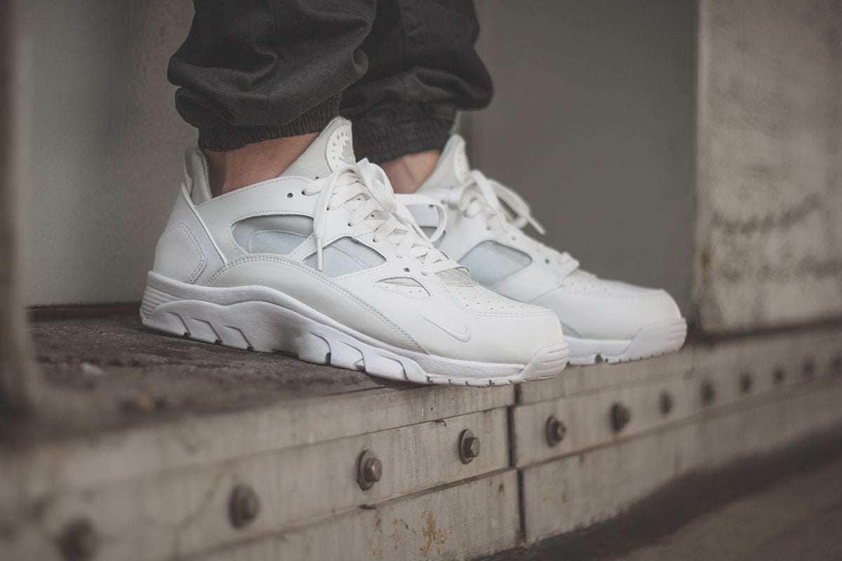 all white huaraches on feet